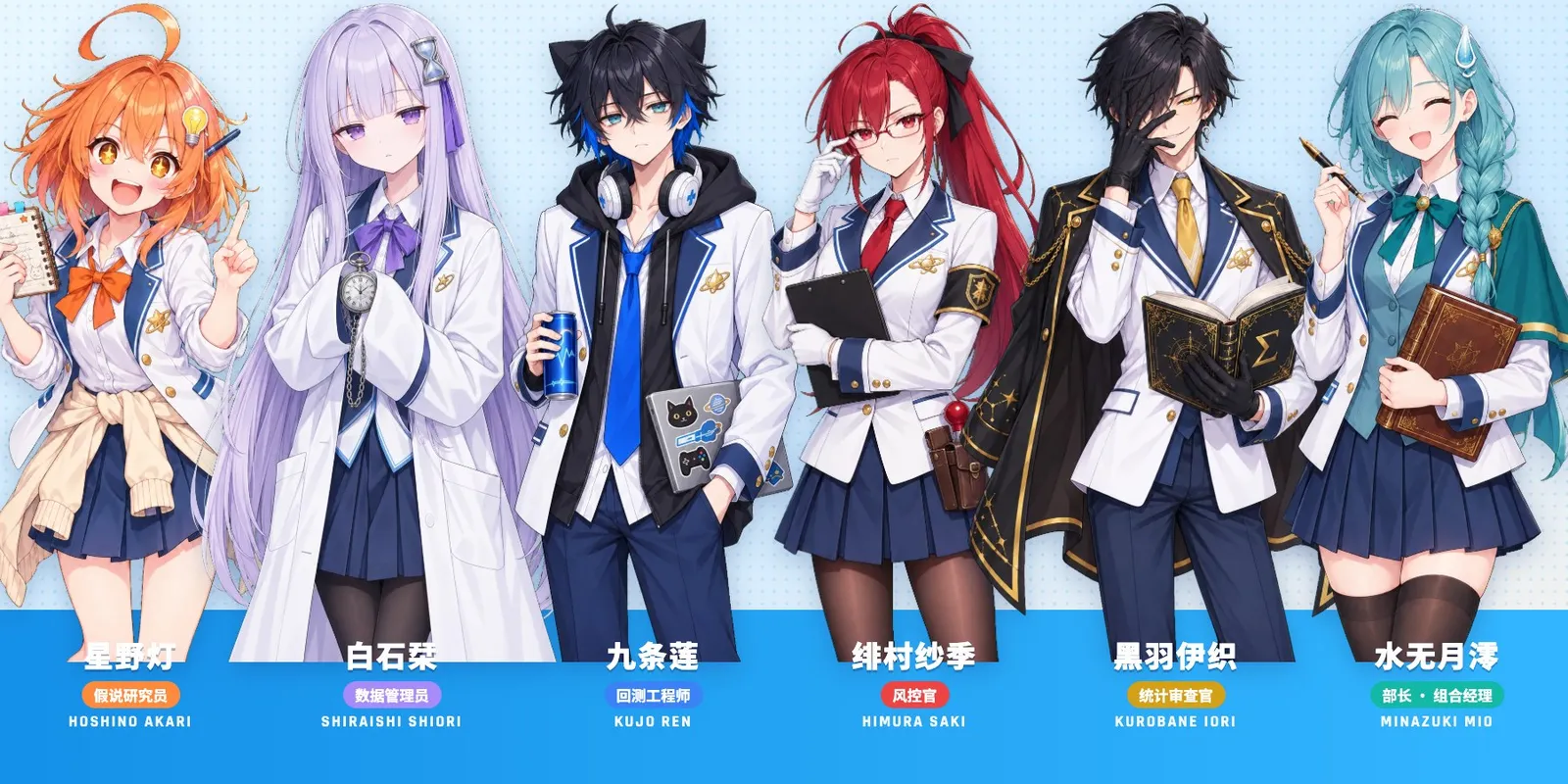 The six members of the Quant Research Club